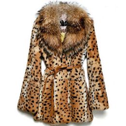 2019 Plus maat S ~ 6xl winterjack vrouwen faux bontjas dik warme luipaard nertsengeul luuten luxe overjas faux bontjassen 653