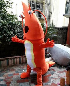 2019 mascotte de produit Costumes de mascotte de crevettes orange adultes Costumes de dessin animé Costumes de publicité