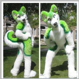 2019 Profession fait Vert Husky Fursuit Costume De Mascotte En Peluche Taille Adulte Dessin Animé Costume De Déguisement Pour La Fête D'halloween Event250Z