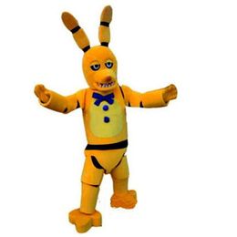 2019 Professionele fabriek Vijf nachten op Freddy's FNAF Toy Creepy Yellow Bunny Mascot Cartoon Christmas Clothing249o