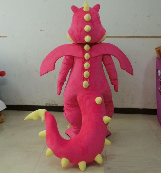 2019 Trajes de mascota de dinosaurio rosa con alas hechos profesionalmente para que los adultos los usen