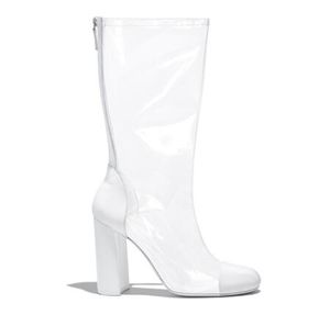 2019 PVC Femmes Half Shipping Boties Clear Free Fashion Boots Fashion Boots Chunky 4,5 cm High Talon Long Sexy Round Toes Party Taille 34-43 Clear 273