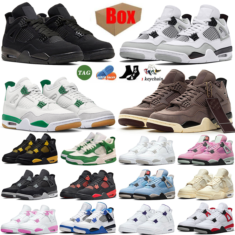 With Box Nike Air Jordan Retro 4 4s Jumpman Basketball Shoes Messy Room Men Women Offs White Sneakers IV Sail Blue Retro Cactus Jack Bred Military Black Cat Trainers