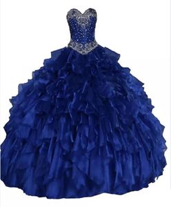2019 Real As Image Sweetheart Ball Robe Quinceanera Robes cristaux scintillants Perles en cascade Ruffles Lace Up Sweet 16 Prince1902056