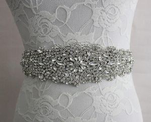 2019 Real Image Wedding Jurken Sash Bruids Belts Rhinestone Crystal Ribbon Tie Back Bridal Accessories Princess Handmade Fashion6560307