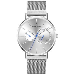 2019 Reef Tiger/RT Brand Luxury horloges Men White Dial Quartz Sapphire Crystal Watches waterdichte roestvrijstalen horloge RGA1664 T200409