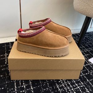 Australië Tazz Slippers voor Dames Tasman Shearling Suede slides Klassieke ultra mini Disquette platform snowboots Heren Dames Winterlaars Designer Enkellaarsjes