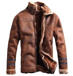 2019 Russe Style Winter Mens Fur Faux Veste en cuir Slerewear Mentide Casual Mens Vestes en cuir Faux Fur Overcoat Velvet1093804
