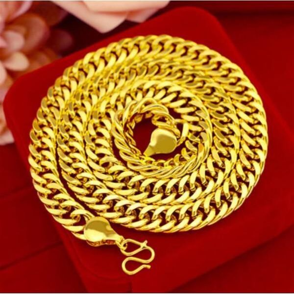 2019 collier en or sable mâle authentique bijoux en or 999 authentique Thaïlande grande chaîne en or perles épaisses longtemps ne se fanent pas255P