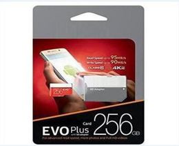 2019 Vendre Black EVO U3 Classe 10 256 Go 64 Go 32 Go 128 Go Flash TF Carte Memory Card C10 Adapter Pro Plus Class 10 100MBS7917186