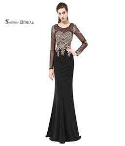 2019 Sexy Sirmaid Black Appliques Beads Robes Prom Robes Jewel Tulle Satin Zipper Robe de soirée LX3577143573