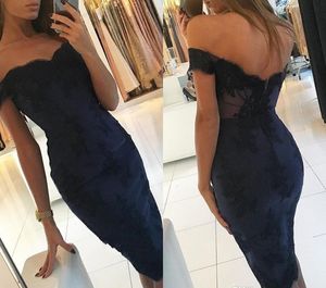 2019 Sexy Navy Blauwe Cocktailjurk Arabische Dubai Stijl Knielengte Formele Club Draag Homecoming Prom Party Town Plus Size Custom Made