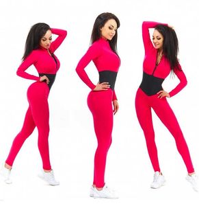 2019 Sexy Couture Zipper One Piece Yoga Set Gym Vêtements Vêtements D'entraînement Serrés Pour Femmes Ensembles D'entraînement Survêtement Active Wear X0629