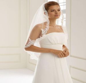 2019 voile de mariée court bordé de dentelle 80mm une couche voile de mariage perlé dentelle voile de mariée accessoire de mariage36927755421986