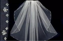 2019 Simple Custom Made WhiteIvory Sheer Voiles De Mariage Tulle Perles Eage Voiles De Mariée Avec Peigne Une Couche Accessoires De Mariage8123440