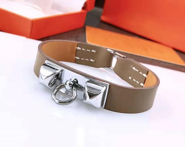 Bracelet en acier inoxydable en cuir simple en cuir simple 2019