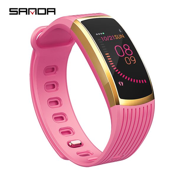 2019 montre intelligente femmes rose Sport Fitness bracelet Intelligent fréquence cardiaque pression artérielle couleur écran Reloj numérique Mujer horloge