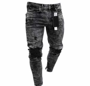 Printemps et été offre spéciale nouveaux jeans skinny pour hommes flocon de neige décontracté Slim pantalons à glissière jeans pour hommes