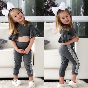 2019 lente / herfst herfst kids baby meisjes ontwerper slim fit tops broek leggings outfits instellen kleding