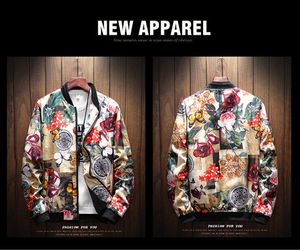 2019 printemps automne Hip Hop veste hommes Slim Fit fleurs pilote Bomber veste hommes col montant manteaux hommes vêtements