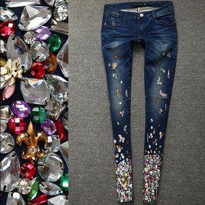 2019 printemps mode Femmes De Luxe Strass Diamant Denim Jeans Femmes Stretch Plus La Taille Crayon skinny jeans