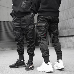 2019 Printemps Hip Hop Joggers Hommes Noir Harem Pantalon Rubans Multi-poches Homme Pantalon De Survêtement Streetwear Casual Hommes Crayon Pantalon S-3XL SH190915