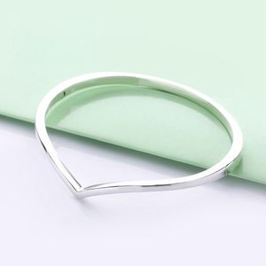 925 Sterling Silver Shining Wish Bangle Bracelet Past voor Europese Pandora -armbanden Charms en kralen