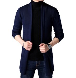 2019 printemps nouveau hommes pull couleur unie chemise de fond coréen à manches longues chemise hommes mince Long Cardigan pull tricoté