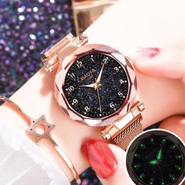 2019 ciel étoilé montres femmes mode aimant montre dames doré arabe montres dames Style Bracelet horloge Y19242J