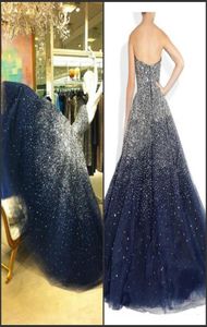 2019 Strapless Sparkling Sweet 16 Navy Blue Puffy Quinceanera -jurken Baljurken Prom feestjurken met kralen Ruches Tulle Custo9646584
