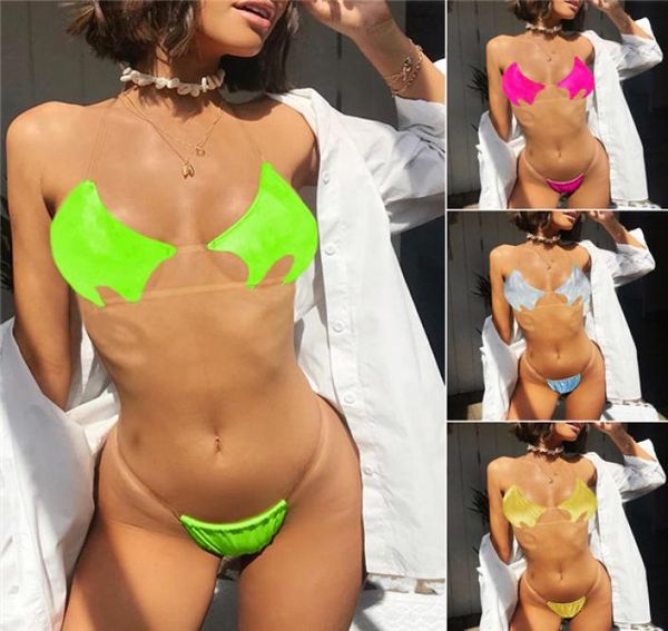 Traje de baño sexy de dos piezas estilo 2019, bikini de pentagrama europeo y americano, traje de baño transparente con cinta para mujer, traje de baño 5542888