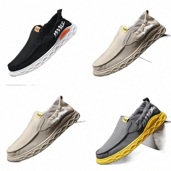 Zapatos de lona de verano para hombre, transpirables, de un pie, zapatos de tela de Beijing, zapatos cruzados perezosos de ocio, zapatos sin cordones