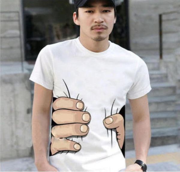 2019 NOUVEAU MENSEMENT MENSE 3D Big Hand à manches courtes Coton T-shirt Breathable O Col Fashion Tops Tee Funny Tshirt pas cher Z6372309