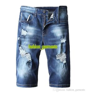 2019 Summer New Mens Denim Shorts pour hommes shorts de trou d'été Slim Slim European et American Style Stylist Denim Shorts9193258