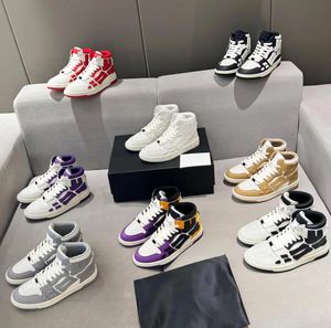 Hommes Baskets Skel Top Haute Blanc Noir Chaussures Femmes Amri Violet Or Noir Blanc Chaussure De Course Gris Designer Baskets