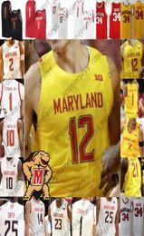 2019 Terps Maryland 23 Bruno Fernando 34 Len Bias 4 Kevin Huerter 32 Joe Smith Rouge Blanc Jaune 100e Retro College Basketball Je3365074