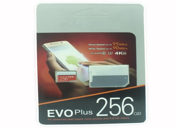2019 El último producto 128GB 64GB 32GB EVO Plus Micro SD TF Tarjeta 256GB UHSI Class10 Tarjeta de memoria móvil DHL6413513