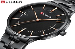 Top Brand Curren Curren Luxury Quartz Montres pour hommes montre le bracelet classique Black en acier inoxydable STRAP MEN039S Watch imperméable 307233866