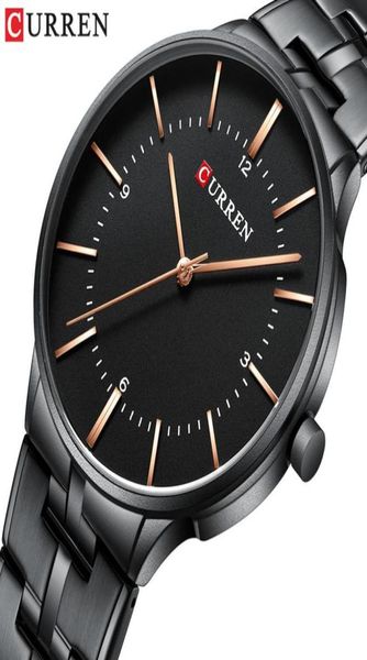 Top Brand Curren Curren Luxury Quartz Montres pour hommes montre le bracelet classique Black en acier inoxydable Men039s Watch imperméable 305094391