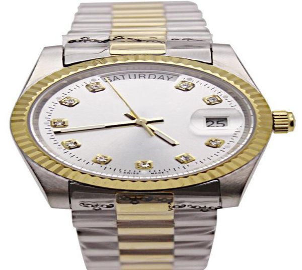 2019 Top Day Mechanical Men039S Watch Black Bracelet de acero inoxidable Movimiento automático Gold Silver Watches Date8975232