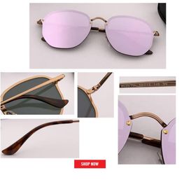 2019 diseñador superior Moda Mujer BLAZE Estilo HEXAGONAL Gafas de sol de metal Vintage Clásico Remaches Diseño de marca Gafas de sol Oculos De S219U