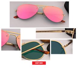 2019 top qualité lunettes de soleil aviation femmes marque designer pilote lunettes de soleil femme hommes blaze rose flash miroir uv400 gafas noir Sun4830349