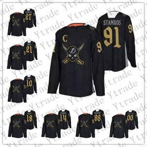 Custom Lightning Jersey 2022 Gasparilla Piraatthema Nikita Kucherov Steven Stamkos Andrei Vasilevskiy Brayden Point Hedman Ryan Maroon Jersey Elk naamnummer