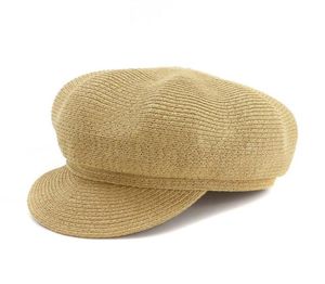 2019 Trendy Vrouwen Papieren Stro Krantenjongenspetten Lente Zomer Outdoor Zonbescherming Cap Dame Ademend Achthoekige Vizierpet Zonnehoed3260868