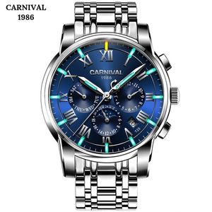 2019 Tritium Luminous horloges Topmerk Men Mechanisch horloge automatische mode luxe roestvrijstalen mannelijke klokrelogio T200311