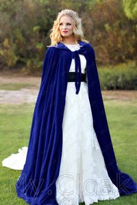 Velvet Christmas Capuche Capuche Bridal Cape Hiver Plancher Longueur Veste Wraps Velvet Mariage Veste