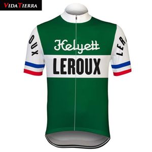 2019 VIDA TIERRA wielertrui groen Retro pro team racing leroux fietskleding Ciclismo klassiek Ademend cool Outdoor sport241F
