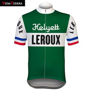 2019 VIDA TIERRA maillot de cyclisme vert Retro pro team racing leroux vêtements de vélo Ciclismo classique Respirant cool Outdoor sport325c