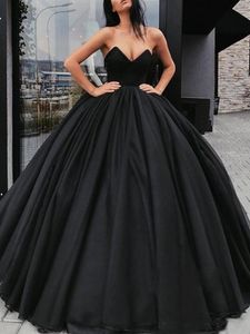 2019 vintage goedkope zwarte baljurk quinceanera jurken sweetheart tule puffy sweet 16 party jurken plus size corset back prom avondjurk