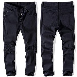 2019 vintage ontwerper mannen jeans zwart slim fit denim knoppen broek klassieke eenvoudige jeans homme katoen gloednieuwe mannen